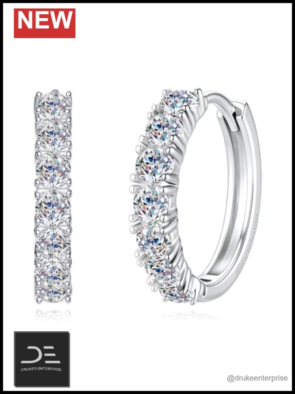 Moissanite Hoop Earrings for Women 925 Sterling Silver Huggie Hoops
